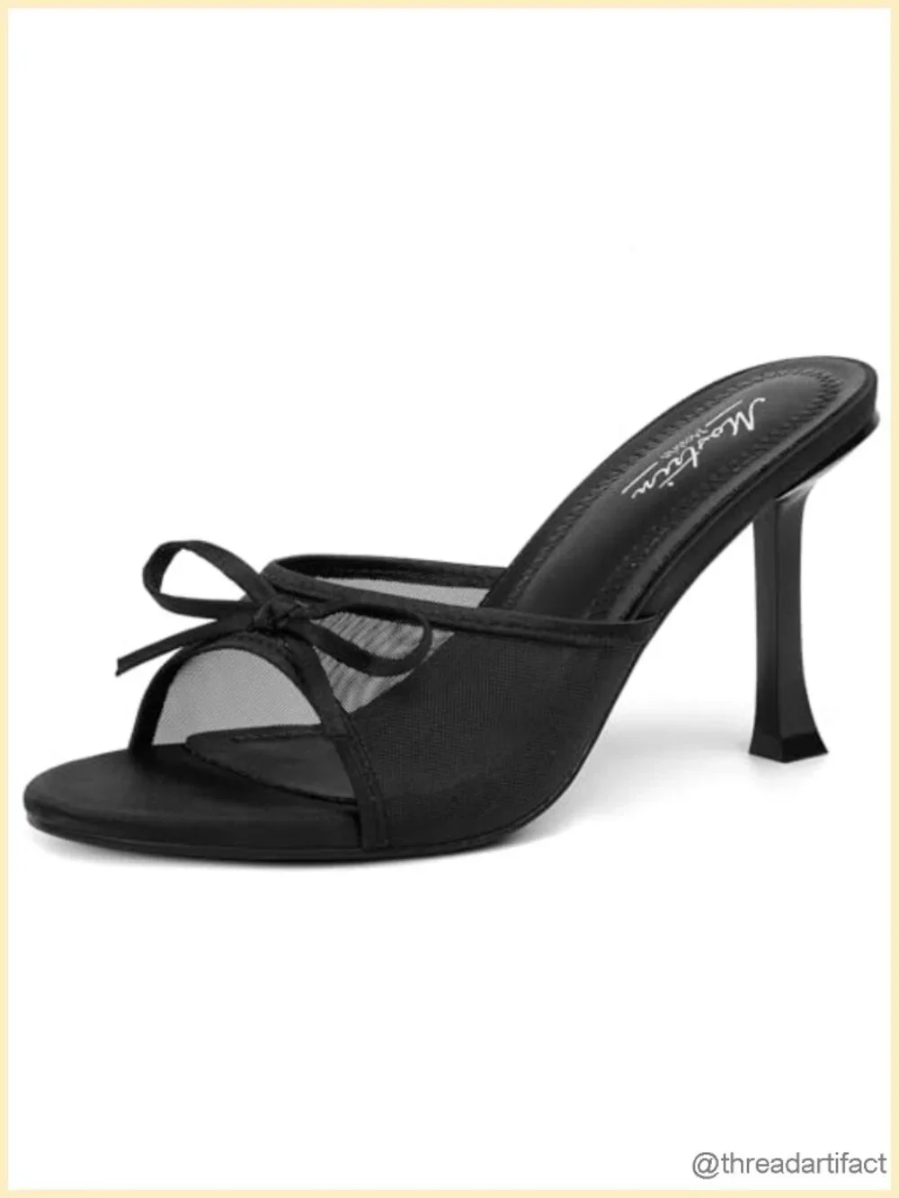 Round Toe Kitten Heels Mules Backless Bow Stiletto Slip On Heeled Sandals